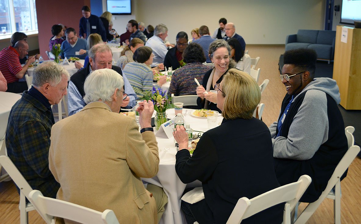 Donors enjoy lunch with Journalism & Media Academy Seniors, as well as Education and Leadership staff