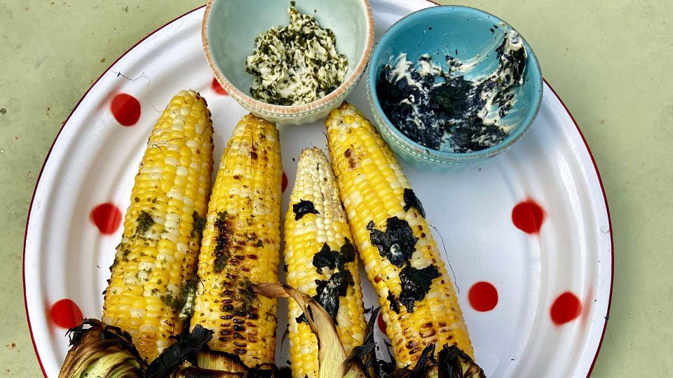 Grilled Corn on the Cob with Seaweed Butter
