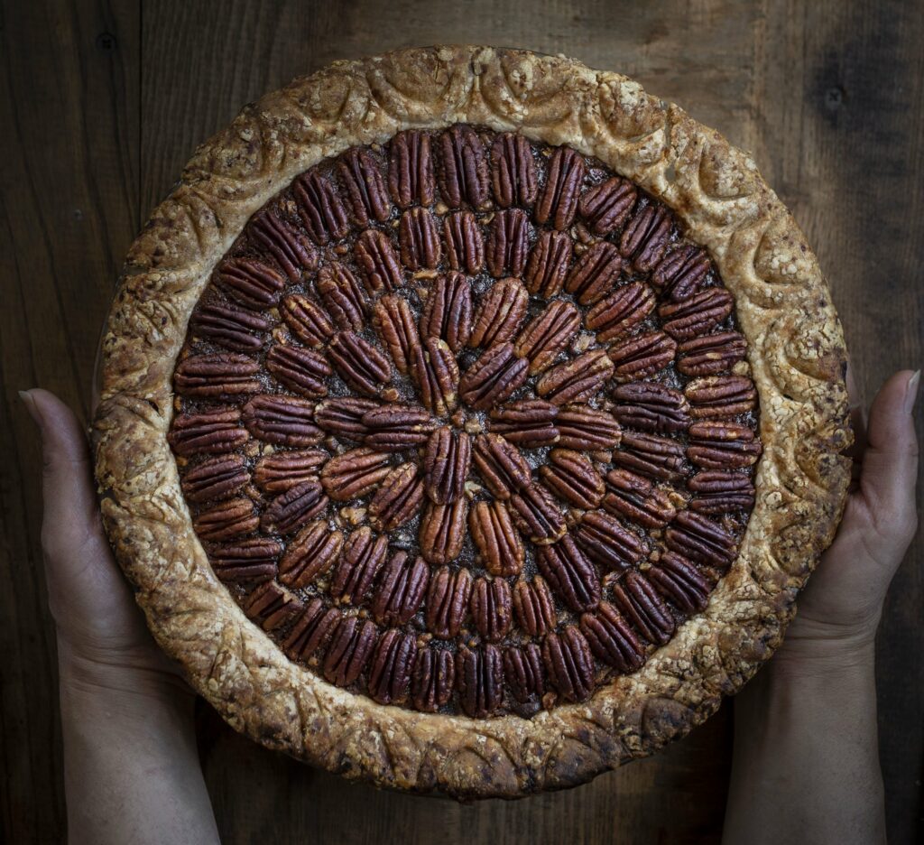 The Korean Vegan_Pecan Paht Pie_recipe Excerpted from Korean Vegan Copyright © 2021 by Joanne Lee Molinaro. Published by Avery, an imprint of Penguin Random House LLC. Reproduced by arrangement with the Publisher. All rights reserved.