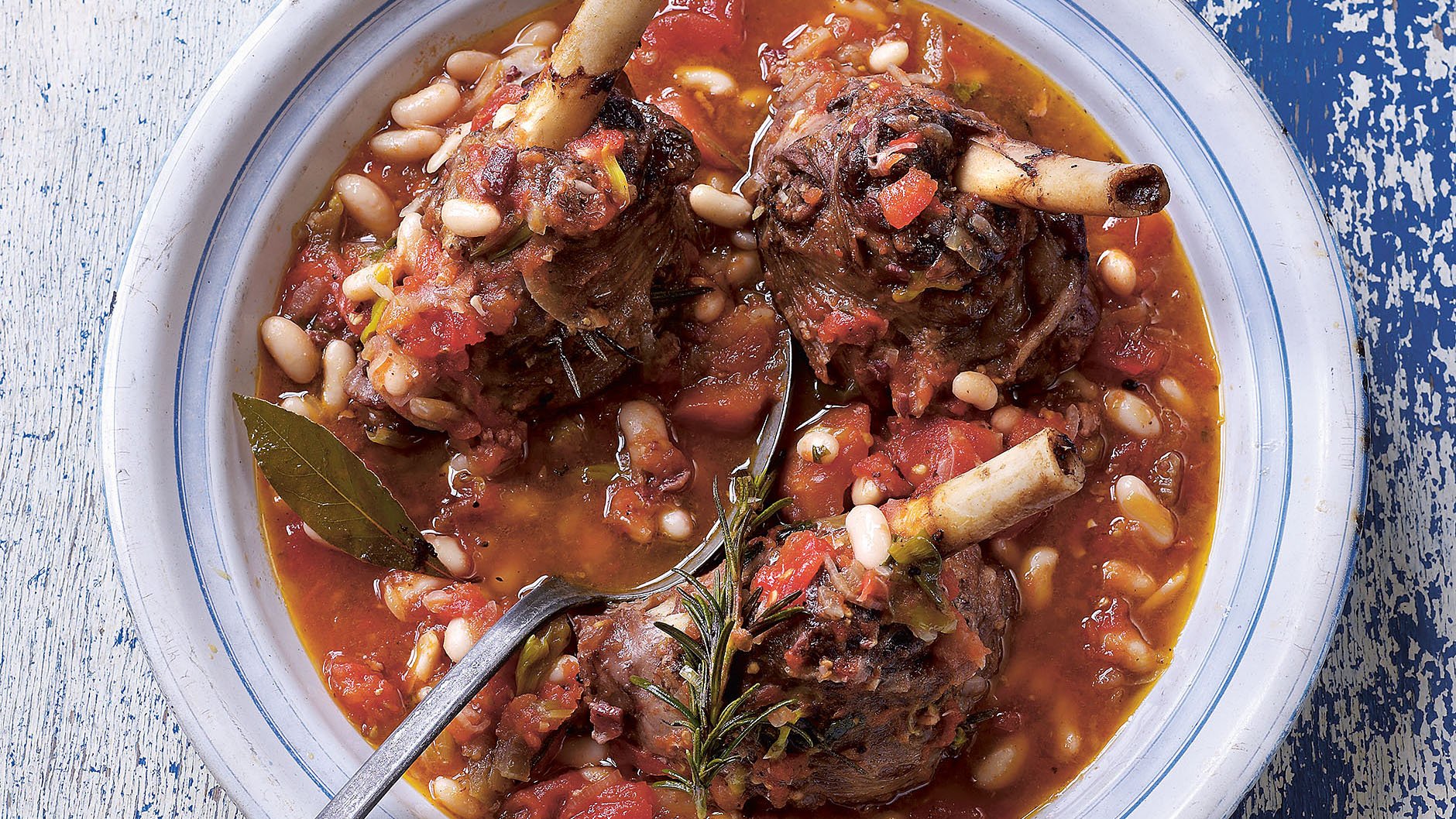Lamb, Braised Shanks with Garlic, Rosemary and Cannellini Beans recipe