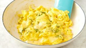 Double Dill Scrambled Eggs recipe. excerpted with permission from The Fresh Eggs Daily Cookbook by Lisa Steele, published by Harper Horizon 2022. Photography by Tina Rupp