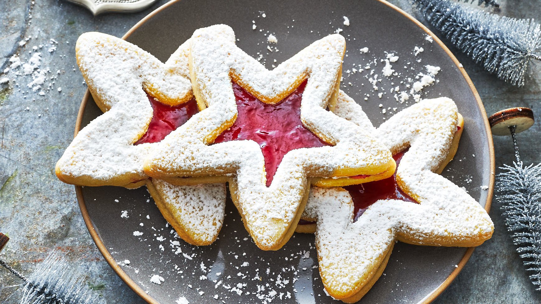 Christmas Movie Cookbook Linzer Star Cookies recipe by Julia Rutland. Courtesy of Simon Element