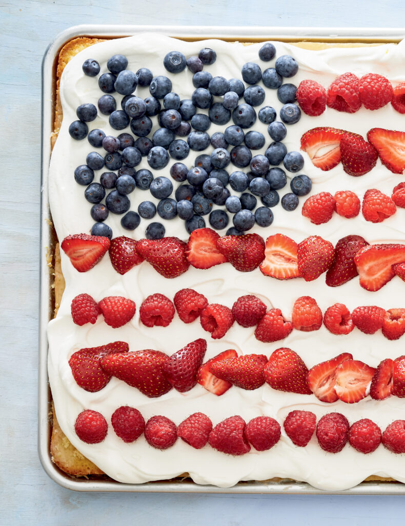 Giant Flag Cake recipe from Sheet Pan Sweets by Molly Gilbert