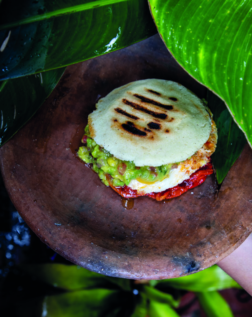 Huevos Rancheros Arepa excerpted from Arepa: Classic and Contemporary recipes for Venezuela’s Daily Bread by Irena Stein.