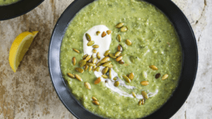 Creamy Zucchini and Pumpkin Seed Soup by Christopher Kimball's Milk Street. © 2018 Christopher Kimball’s Milk Street. All Rights Reserved.