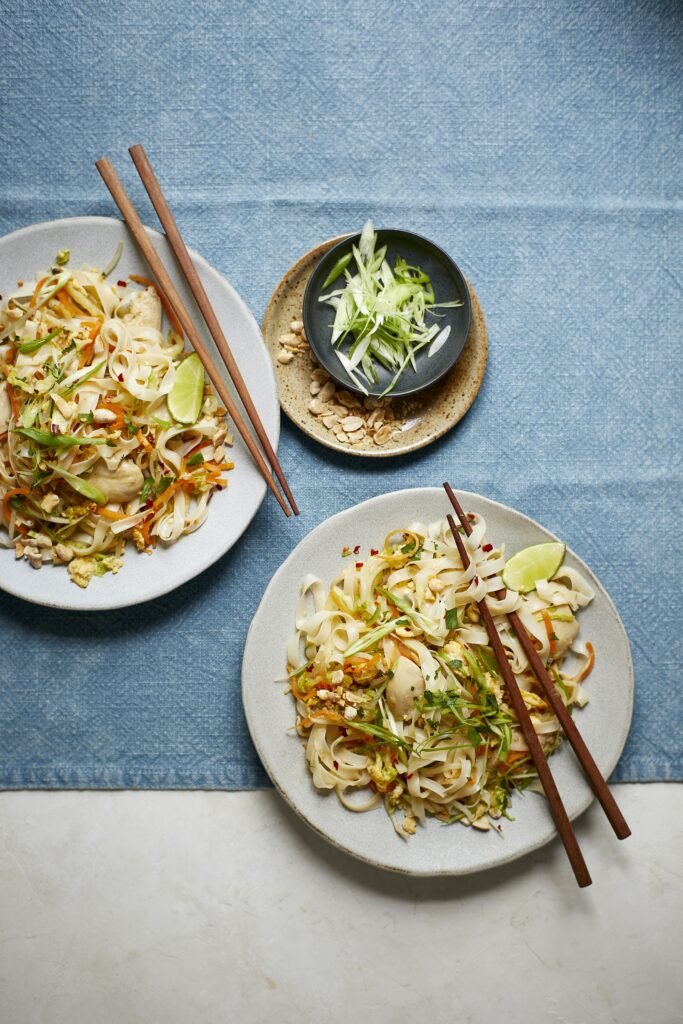 Easy Chicken Pad Thai excerpted from Slimming Eats Made in the Air Fryer by Siobhan Wightman.