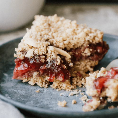 Strawberry Rhubarb Crumble Bars excerpted from Around Our Table by Sara Forte.