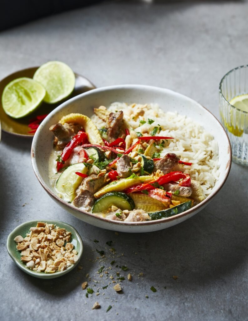 Thai Green Pork Curry excerpted from Slimming Eats Made in the Air Fryer by Siobhan Wightman.