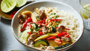 Thai Green Pork Curry excerpted from Slimming Eats Made in the Air Fryer by Siobhan Wightman.