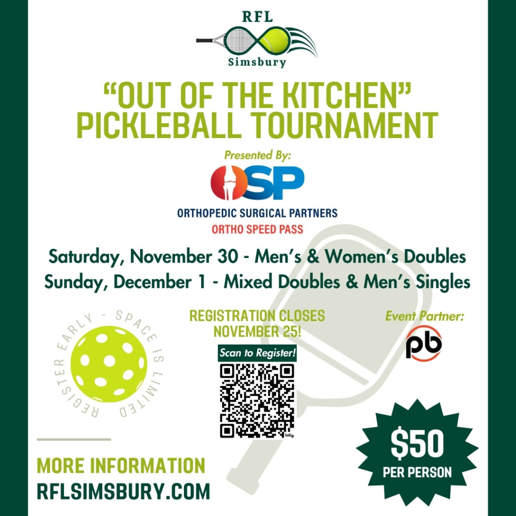 RFL Out of the Kitchen Pickleball Tournament Flyer (Square)