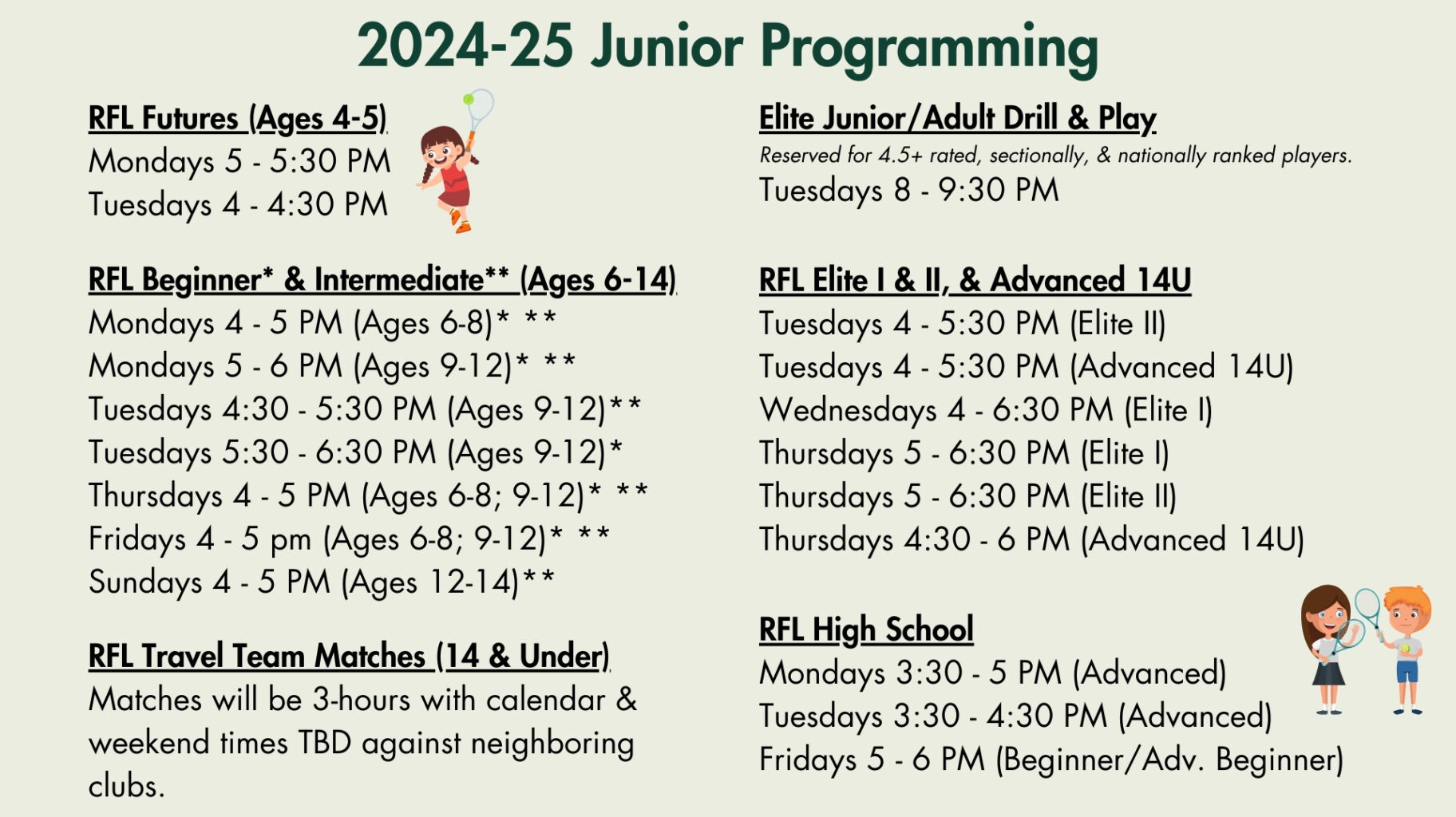 Junior Tennis Programs RFL